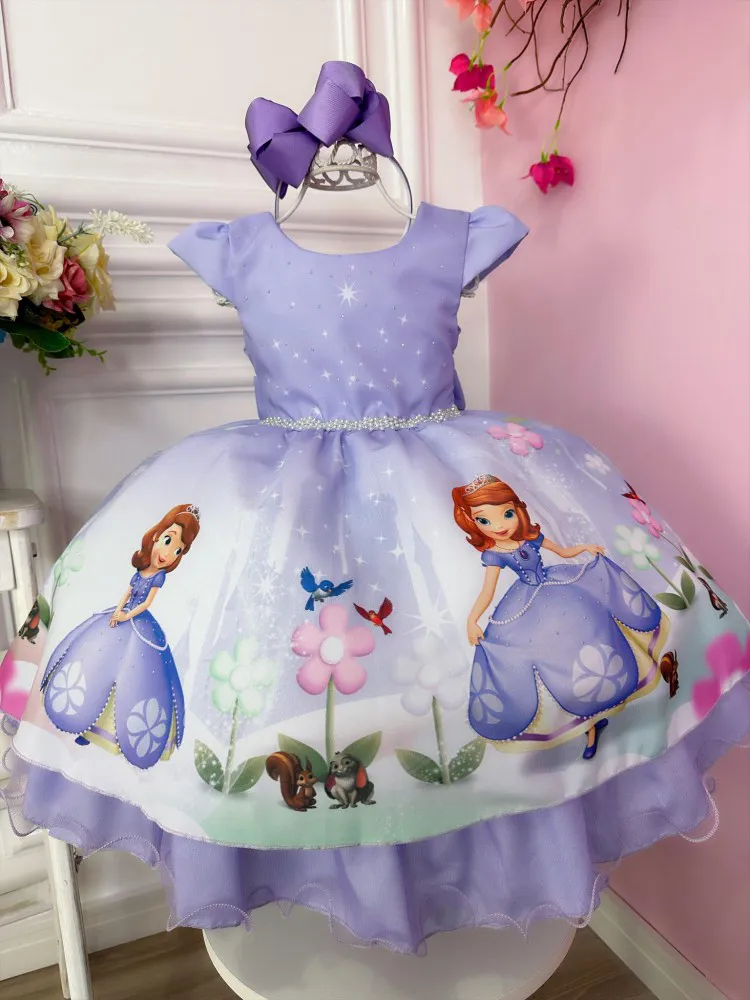 Vestido Infantil Princesa Sofia Lilás Aniversário