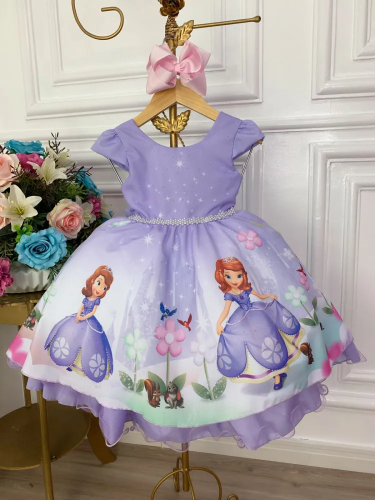 Vestido Infantil Princesa Sofia Lilás Fantasia Aniversário