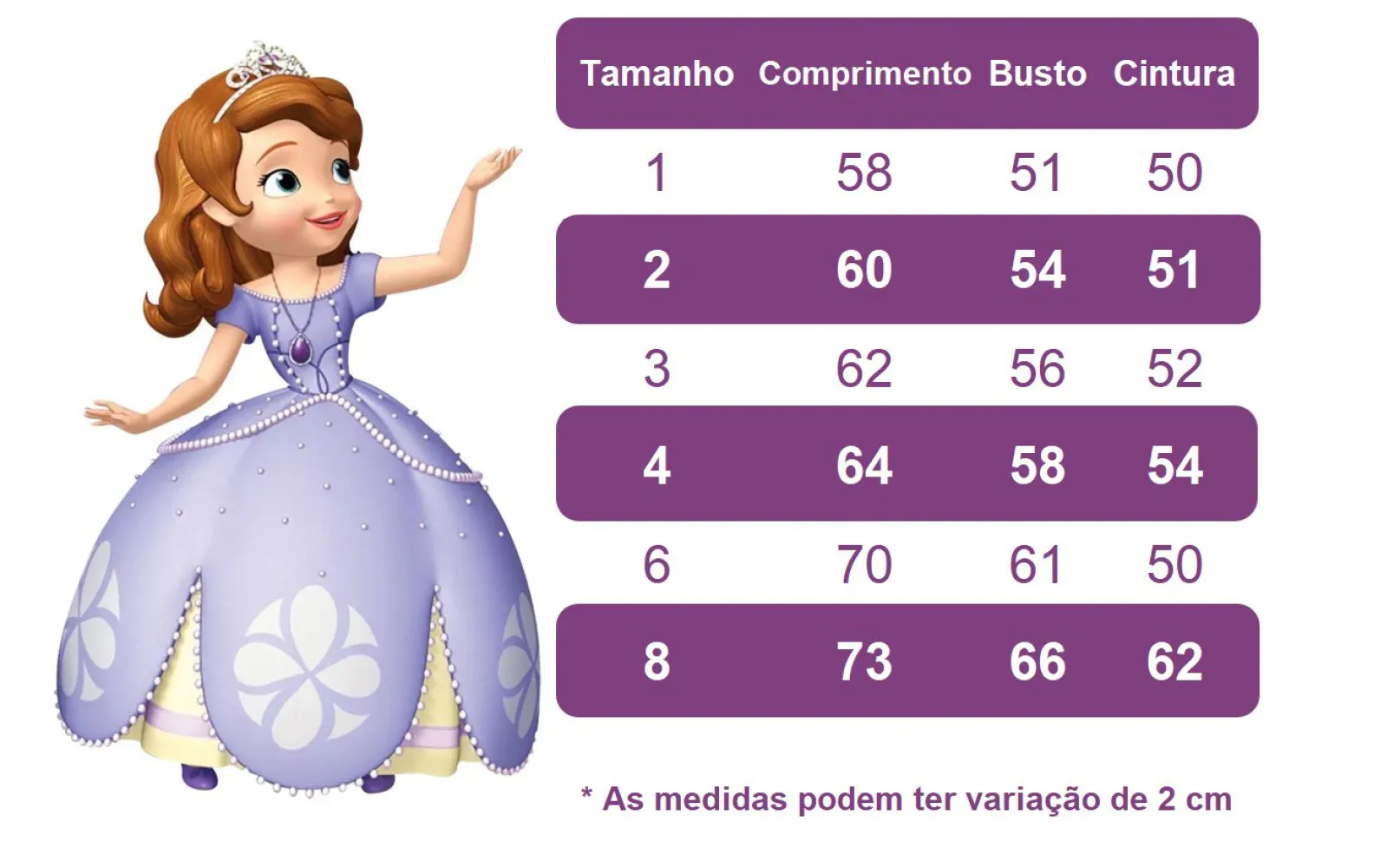 vestido infantil princesa sofia lilas 2