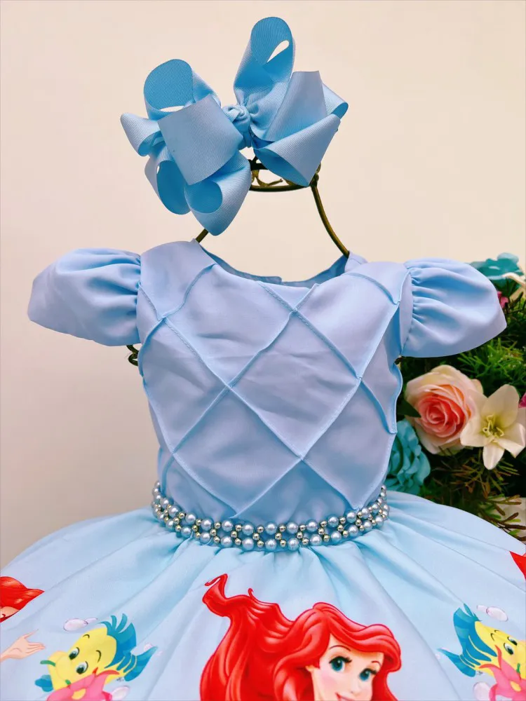 Vestido Fantasia Infantil Princesa Sereia Ariel + Acessórios
